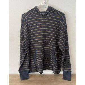 Toad & Co Unisex Gray & Tan Striped Foothill Hoodie Pullover Top Size XL